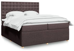 vidaXL Κρεβάτι Boxspring με Στρώμα Σκούρο Καφέ 200x200 εκ. Υφασμάτινο