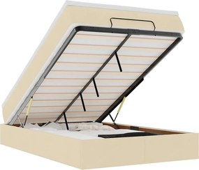 vidaXL Οθωμανικό κρεβάτι με στρώμα Cream 120x200cm ύφασμα