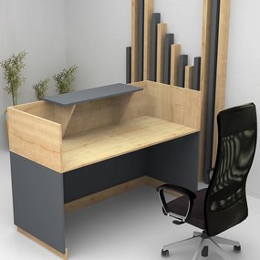 Γραφείο reception Lemmon Megapap χρώμα φυσικό οξιάς - ανθρακί 160x70x110εκ.