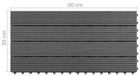 vidaXL Πλακάκια 6 τεμ. Γκρι 1 μ² / 60 x 30 εκ. από WPC