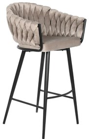 Σκαμπό DKD Home Decor Μαύρο Μπεζ Μέταλλο 61 x 52 x 101 cm