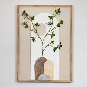 Κάδρο Φυτό 755-12044 50x70x3cm Brown-Grey-Beige-Green Estheti Home Κάθετοι Ξύλο, Καμβάς