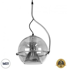 Κρεμαστό Φωτιστικό Οροφής Γυάλινο E27 GLASSO Globostar 60928 Νίκελ Ματ