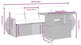 vidaXL Σετ Καναπέ Κήπου 5 Τεμαχίων Μαύρο Συνθετικό Ρατάν με Μαξιλάρια