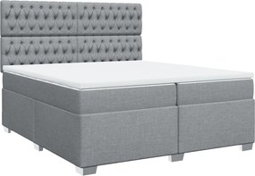 vidaXL Κρεβάτι Boxspring με Στρώμα Ανοιχτό Γκρι 200x200 εκ. Υφασμάτινο