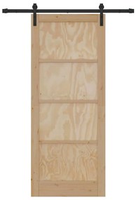 vidaXL Συρόμενη Πόρτα Φυσικό και μαύρο 86 x 211 cm