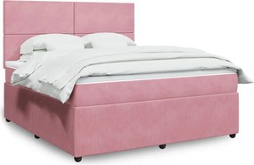 vidaXL Κρεβάτι Boxspring με Στρώμα Ροζ 180x200 εκ. Βελούδινο
