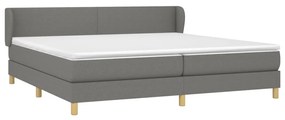 Κρεβάτι Boxspring με Στρώμα Σκούρο Γκρι 200x200 εκ. Υφασμάτινο - Γκρι