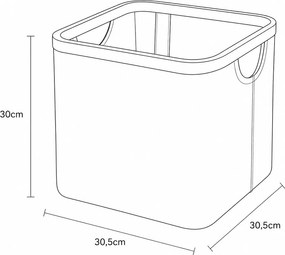 Καλάθι Αποθήκευσης Polyester με Bamboo 30.5x30.5x30cm Deep Grey MRShome