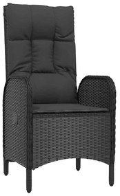 vidaXL Σέτ φαγητού για κήπο με μαξιλάρι 5 pcs Μαύρο συνθετικό ρατάν