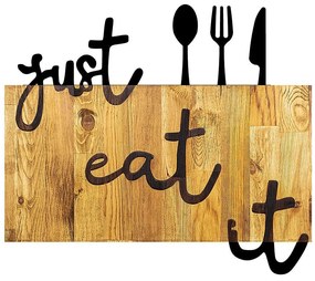Διακοσμητικό Τοίχου Just Eat It 899SKL2193 58x3x52cm Walnut-Black Wallity Μέταλλο,Ξύλο