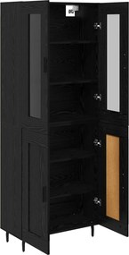 vidaXL Highboard 2 pcs Μαύρη Οξυά Επεξεργασμένο ξύλο