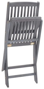 Καρέκλες Εξωτ. Χώρου Πτυσσόμενες 4 τεμ Ξύλο Ακακίας &amp; Μαξιλάρια - Μπεζ-Γκρι