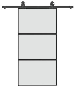 Συρόμενη πόρτα με σετ υλικού 102,5x205 cm από γυαλί&amp;Αλουμίνιο - Μαύρο