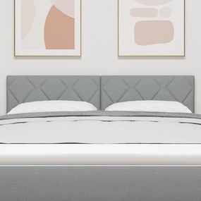 vidaXL LED Κεφαλάς Σχεδιασμός Διαμαντίων Φωτεινός Γκρι 160 εκ. Ύφασμα