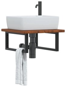 Ράφι Νιπτήρα Τοίχου από Ατσάλι / Μασίφ Ξύλο Δρυός