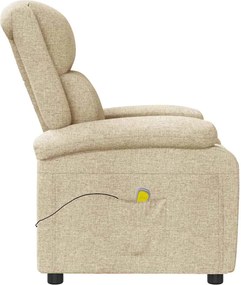 vidaXL Πολυθρόνα Μασάζ Κρεμ Υφασμάτινη