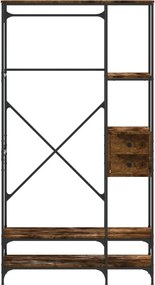 vidaXL Κρεμάστρα Ρούχων με Ράφια Καπνιστή Δρυς από Επεξεργασμένο Ξύλο