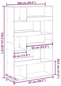 ΒΙΒΛΙΟΘΗΚΗ/ΔΙΑΧΩΡΙΣΤΙΚΟ ΧΩΡΟΥ ΔΡΥΣ 100X33X156,5 ΕΚ. ΕΠΕΞ. ΞΥΛΟ 3309498