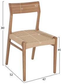 ΚΑΡΕΚΛΑ PONTUS  RUBBERWOOD ΜΕ ΚΑΘΙΣΜΑ ΣΧΟΙΝΙ- ΦΥΣΙΚΟ 47X52X80Υεκ.