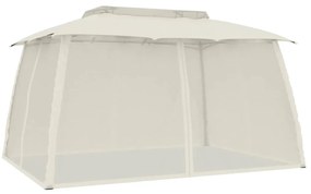 vidaXL Κιόσκι με Διπλούς Τοίχους/Δίχτυ Κρεμ 3,93x2,93 μ. από Ατσάλι