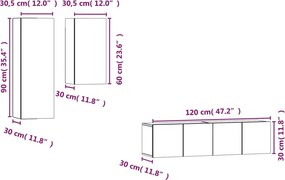 vidaXL Σετ Επίπλων Τηλεόρασης 4 Τεμαχίων Καπνιστή δρυς Επεξ. Ξύλο