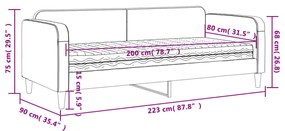 Καναπές Κρεβάτι με Στρώμα Ανοιχτό Γκρι 80 x 200 εκ. Υφασμάτινο - Γκρι