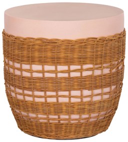 ΒΟΗΘΗΤΙΚΟ ΤΡΑΠΕΖΙ VILHENA HM18166 FIBER CEMENT ΡΟΖ-RATTAN ΦΥΣΙΚΟ Φ44.5x45Υεκ.