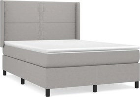vidaXL Κρεβάτι Boxspring με Στρώμα Ανοιχτό Γκρι 140x200 εκ. Υφασμάτινο