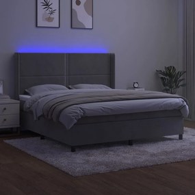 ΚΡΕΒΑΤΙ BOXSPRING ΜΕ ΣΤΡΩΜΑ &amp; LED ΑΝ.ΓΚΡΙ 160X200 ΕΚ. ΒΕΛΟΥΔΙΝΟ 3139511