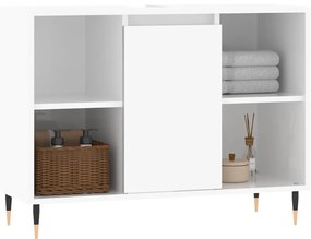 vidaXL Ντουλάπι Μπάνιου Γυαλ. Λευκό 80 x 33 x 60 εκ. από Επεξεργ. Ξύλο