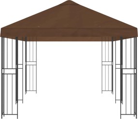 vidaXL Κιόσκι με Πλαϊνές Τοίχους 6 x 3 m Καφέ Πολυεστέρας και Χάλυβας