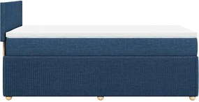 vidaXL Κρεβάτι Boxspring με Στρώμα Μπλε 90x190 εκ.Υφασμάτινο