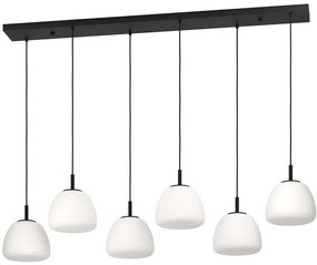 Φωτιστικό Οροφής - Ράγα Balmes 390203 144,5x22x150cm 6xE27 40W Black-White Eglo Steel,Opaline