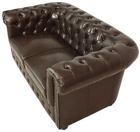 ΚΑΝΑΠΕΣ 2ΘΕΣΙΟΣ T.CHESTERFIELD HM3010.01 ΤΕΧΝΟΔΕΡΜΑ ΣΚΟΥΡΟ ΚΑΦΕ 155x90x73 εκ.