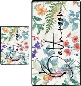 Bathmat Set (2 Pieces) Green In Flower Multicolor