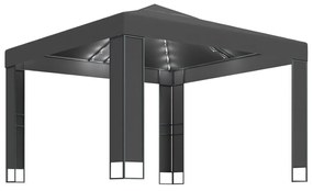 Κιόσκι με Διπλή Οροφή και Φωτάκια LED Ανθρακί 3 x 3 μ. - Ανθρακί
