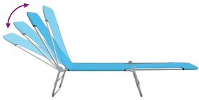 vidaXL Ξαπλώστρες Πτυσσόμενες 2 τεμ. Μπλε από Ατσάλι / Ύφασμα