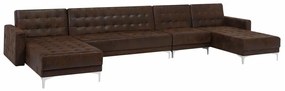 Πολυμορφικός γωνιακός καναπές Berwyn G110, Λειτουργία ύπνου, Καφέ, 482x168x83cm, Πόδια: Μέταλλο