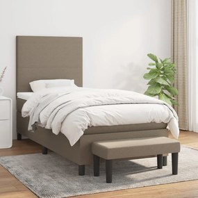 Κρεβάτι Boxspring με Στρώμα Taupe 100 x 200 εκ. Υφασμάτινο - Μπεζ-Γκρι