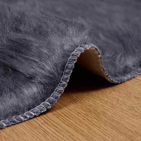 vidaXL Ψεύτικο Δέρμα Προβάτου Χαλί Tafalla Ανθρακί Ø 100 εκ