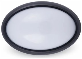 LED V-TAC Φωτιστικό Πλαφονιέρα 8W Οβάλ Μαύρο Θερμό Λευκό