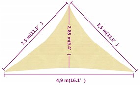 Πανί Σκίασης Μπεζ 3,5 x 3,5 x 4,9 μ. από HDPE 160 γρ./μ² - Μπεζ