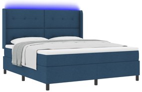 vidaXL Κρεβάτι Box Spring με Στρώμα & LED Μπλε 180x200 εκ Υφασμα