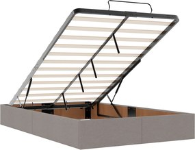 vidaXL Κρεβάτι Ottoman με Στρώμα και LED Taupe 120 x 200 cm Ύφασμα