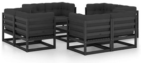 vidaXL Σαλόνι Κήπου Σετ 9 Τεμαχίων από Μασίφ Ξύλο Πεύκου με Μαξιλάρια