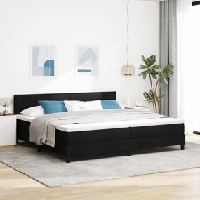 vidaXL Κρεβάτι Box Spring με Στρώμα & LED Μαύρο 200x200 εκ. Υφασμάτινο