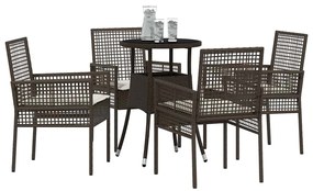 vidaXL Σέτ φαγητού για κήπο 5 pcs Καφέ συνθετικό ρατάν