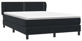 vidaXL Κρεβάτι Boxspring με Στρώμα Μαύρο 1140x210 εκ. Βελούδινο