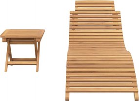 vidaXL Ξαπλώστρα 2 pcs Καφέ Στερεό Ξύλο Τίκ